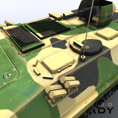 3D Model of Game-ready model of modern Chinese Armoured Personnel Carrier ZSD89 (Type89) with two RGB textures: 1024x1024 for APC and 1024x512 for track and wheels. - 3D Render 6